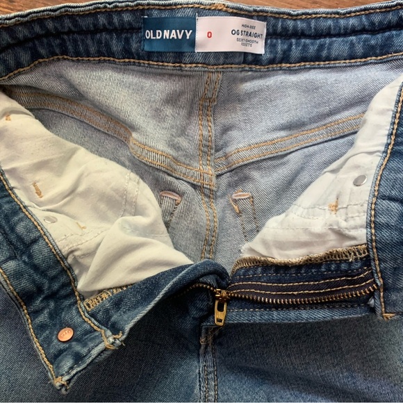 Old Navy Women’s High-Rise OG Straight Jeans Sz 0 Medium Wash Braided Waistband - Picture 7 of 10